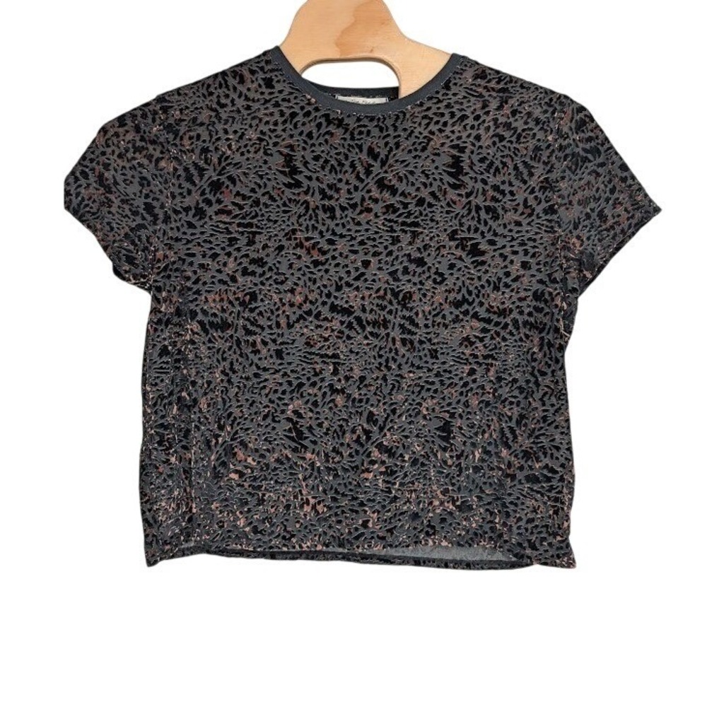 We The Free Women's‎ Teddy Velvet Burnout Short Sleeve Shirt animal print sz S